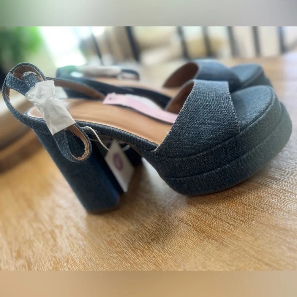 NWT Women's Alessia Platform Heels - Wild Fable denim blue